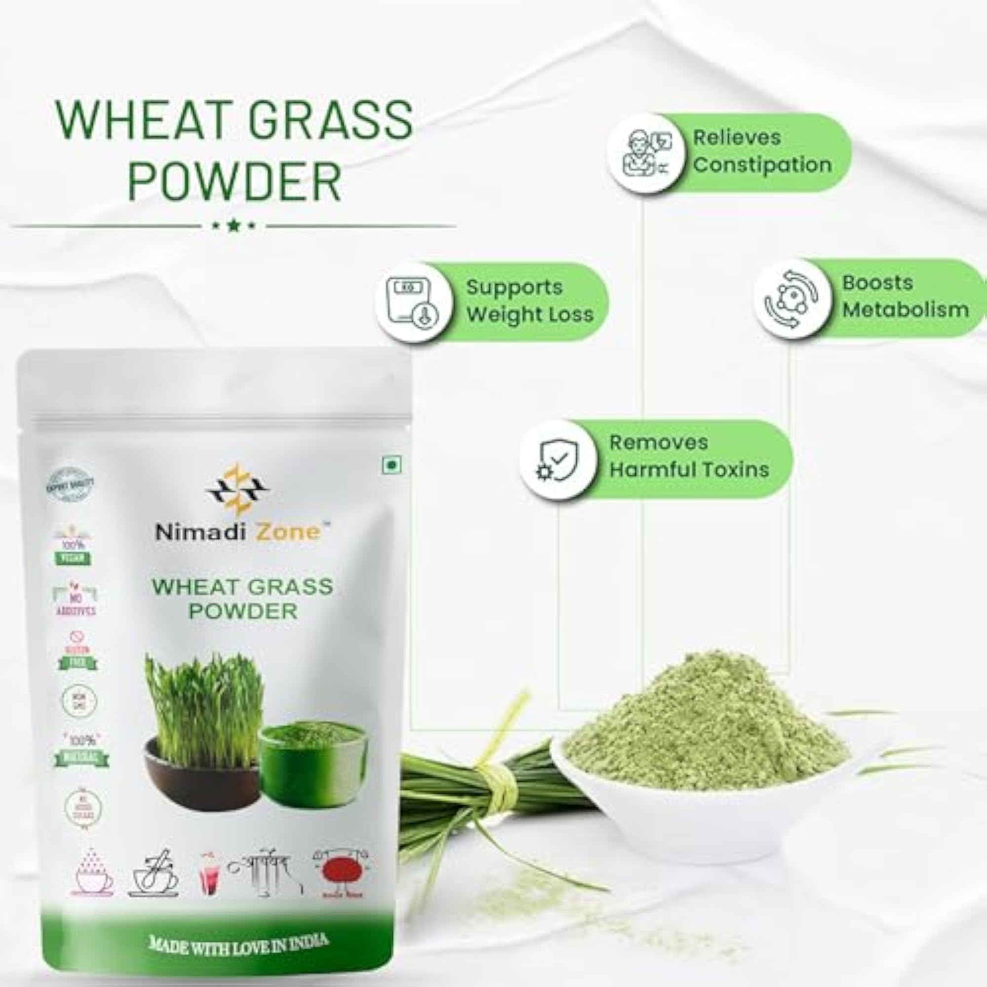 Nimadi Zone Wheat Grass Powder - 200 GM